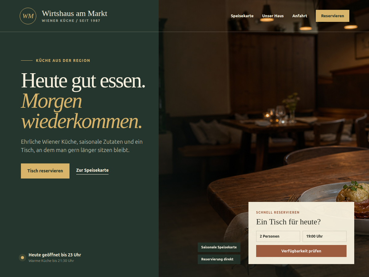 Website Design für ein Gasthaus